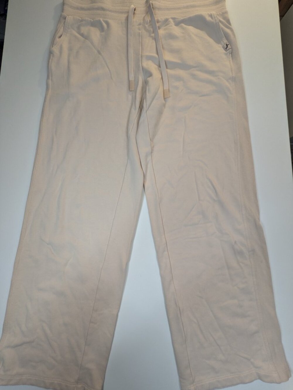 JoyLab Women’s Large Wide Leg Sweatpants Beige Drawstring Lounge Pants
